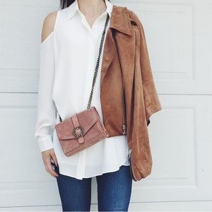 {Pleione} Cold Shoulder Blouse